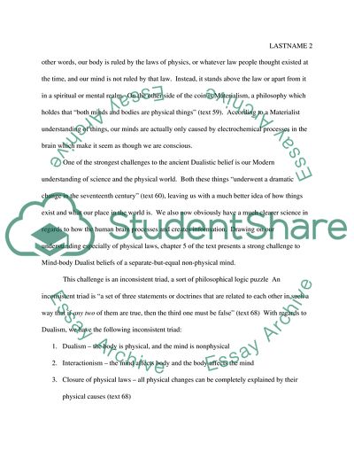 Inconsistent Triad and Mind-Body Dualism (Philosophy)