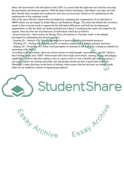 Leadership Development Plan for Self-Assessment