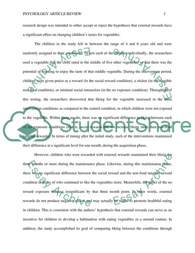 Psychological Journal Article Summary and Analysis