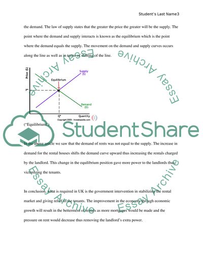 Analysis of the Article Rents Rise as Supply and Demand Favors Landlords