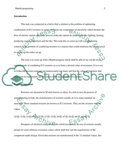 Matlab Programming in Solving Problems