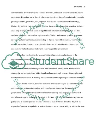 Public Policy- Environmental Policy