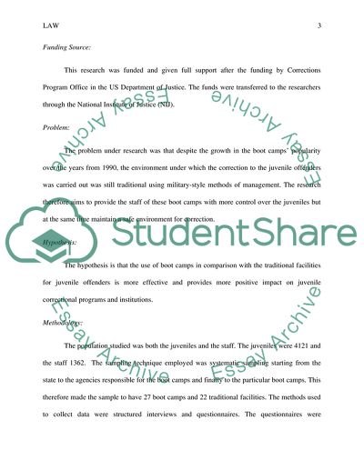Analysis of Comparing the Environments of Boot Camps with Facilities for Juvenile Offenders Article