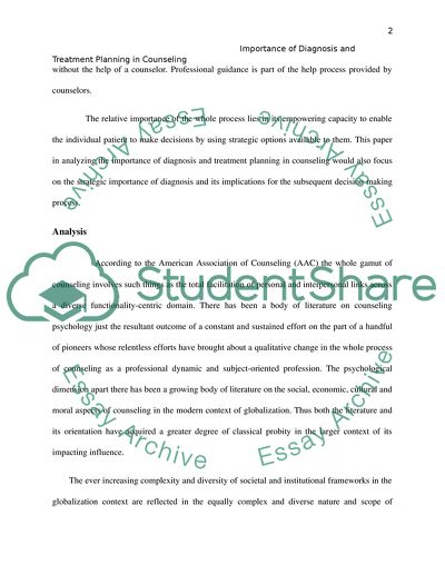 The Importance of Diagnosis and Treatment Planning in Counseling