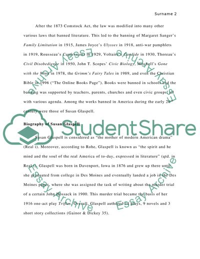 Susan Glaspells Trifles - Overview of the History of Censorship