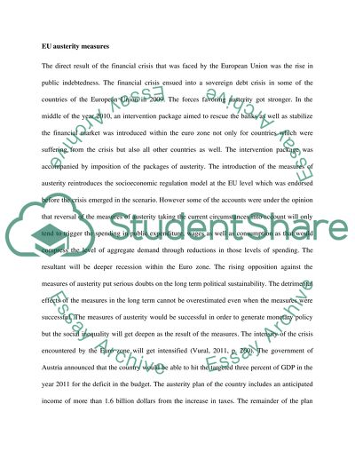 The Global Economy: An Austerity Measure