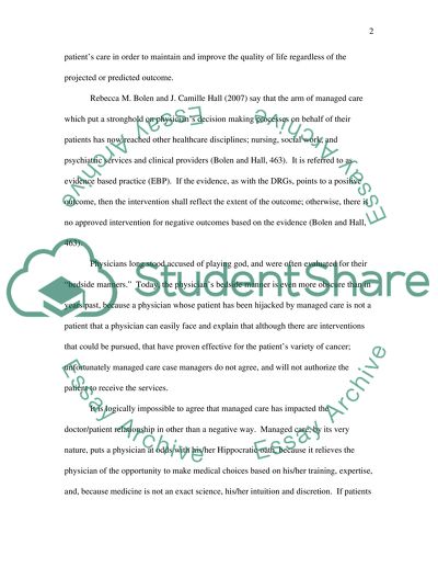 Managed Care Affecting the Doctor-Patient Relationship