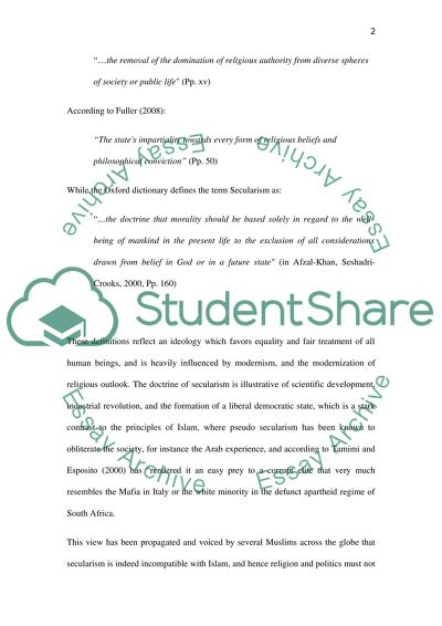 Islam and Secularism Are not Compatible