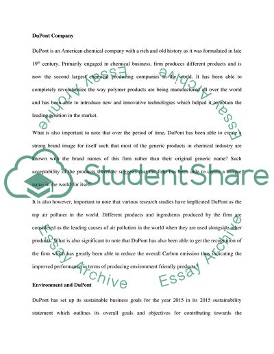 Environment of DuPont Company