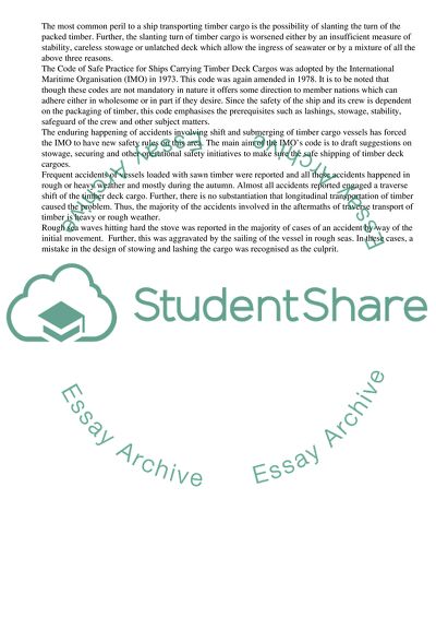 Carriage of Timber Cargoes by Sea