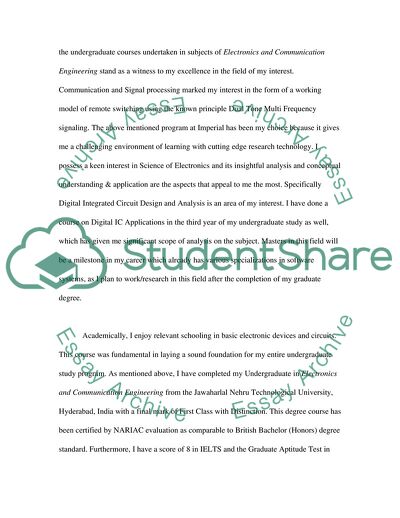 The Application to Admission into MSc Course Imperial College London