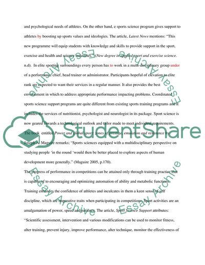 The Role of Coordinated Sports Science Support