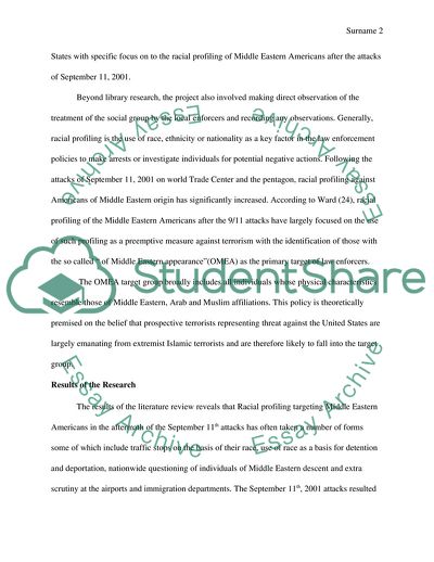 Racial Profiling of Middle Eastern Americans since the Attacks of September 11, 2001