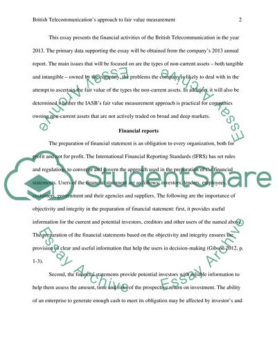British Telecommunications Approach to Fair Value Measurement