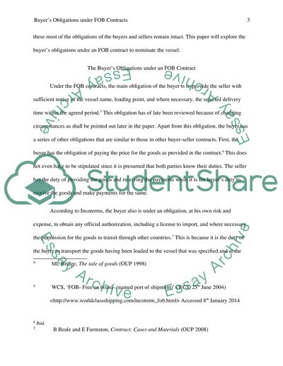 Buyers Obligations under FOB Contracts