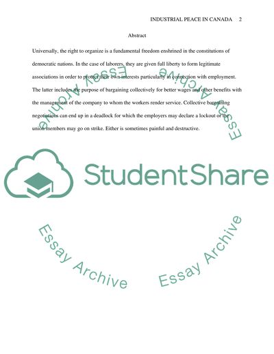 Industrial Peace in Canada