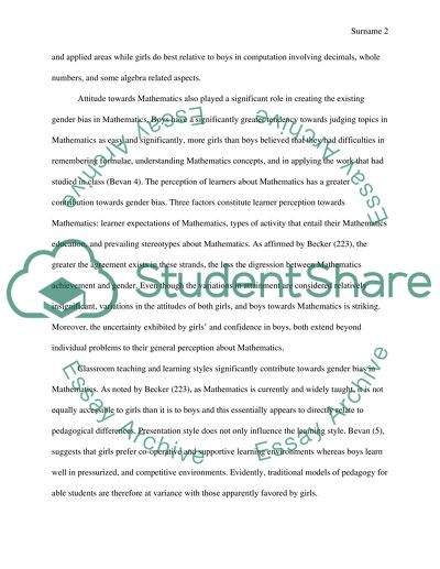 Gender bias in mathematic achievement