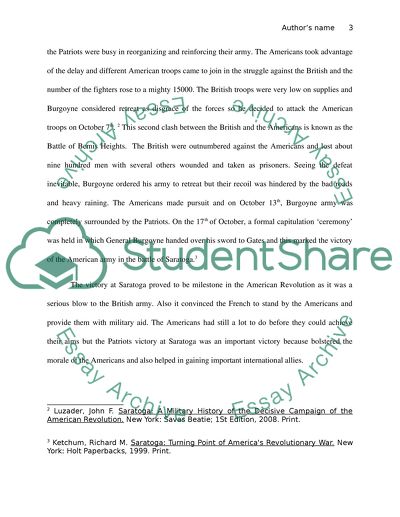 The Patriots Victory at Saratoga