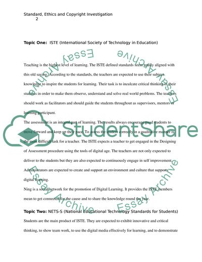 Standard, Ethics and Copyright Investigation