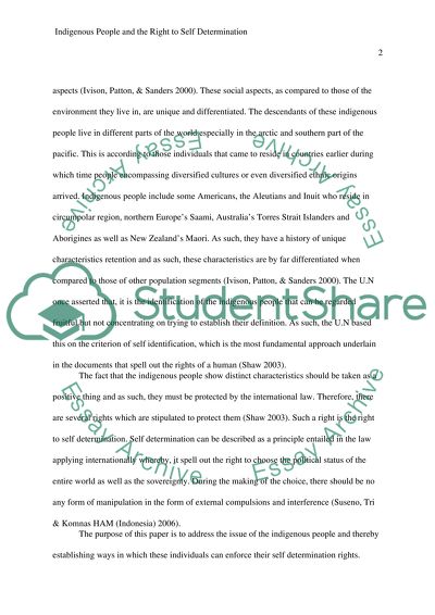 Indigenous People and the Right to Self-Determination