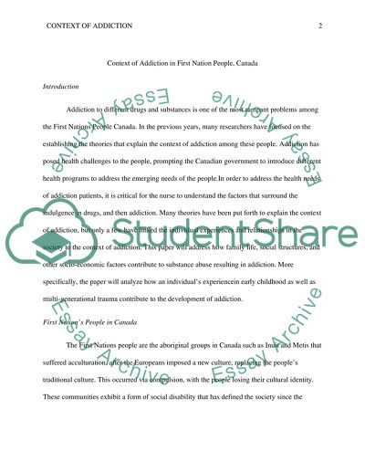 Addiction to Different Drugs and Substances in First Nation People of Canada