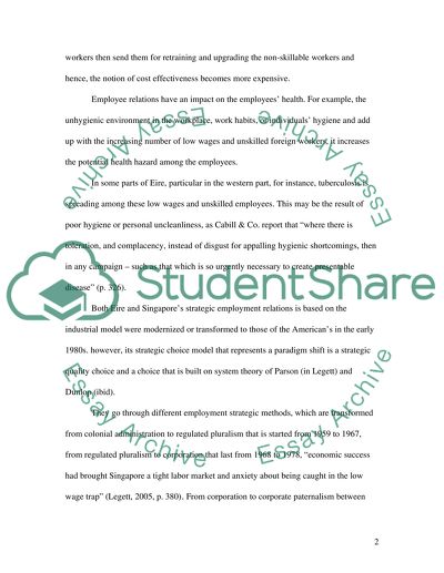 Employee Relations System in Singapore and Eire