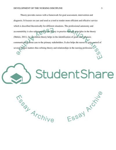 Development of the Nursing Discipline