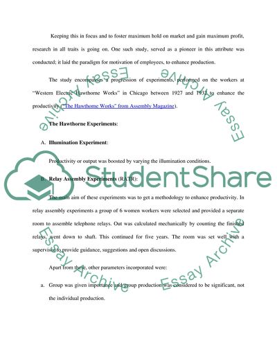 Hawthorne Studies Experiments