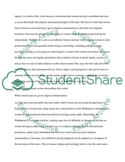 The Ban on Women Driving in Saudi Arabia