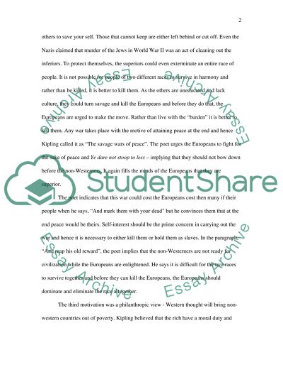 Colonialism in Rudyard Kiplings Poem