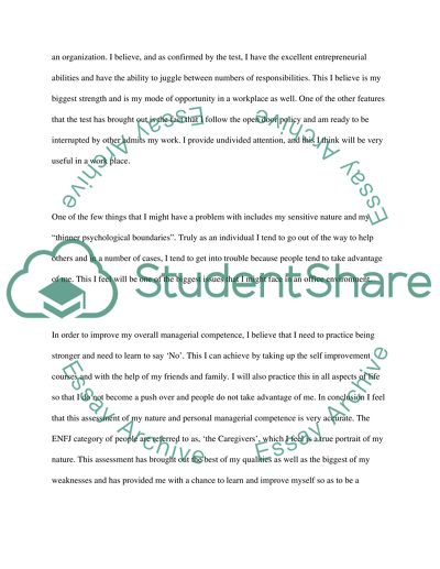MGT501 - Mgmt. and Org. Behavior session long project 2 (Jung Typology Test.)