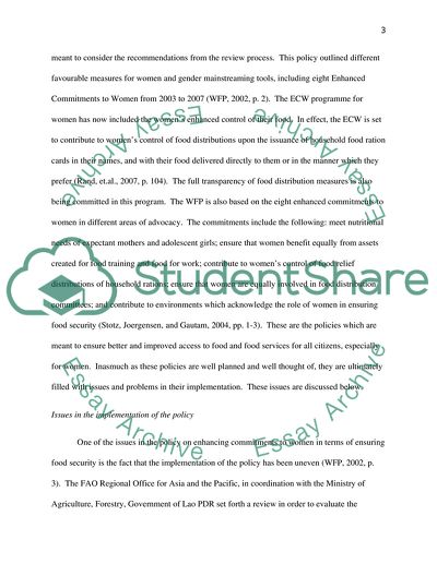 Enhanced Commitments to Women to Ensure Food Security