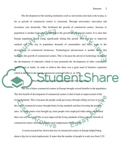 Rise of Commercial Centers in Europe