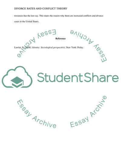 Why Divorce rates have went up in the prospective of Conflict Theory
