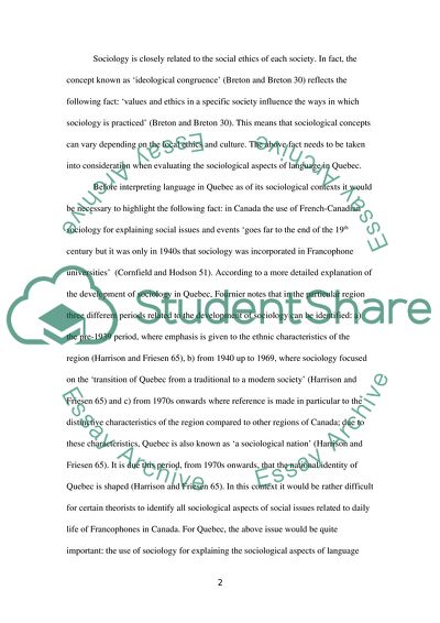 The Sociological Aspects of Language in Quebec