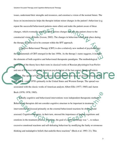 Solution Focused Therapy and Cognitive-Behavioural Therapy in the Mental Health Setting: A Comparison