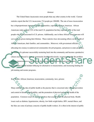 Incarceration of African Americans: A Public Health Crisis