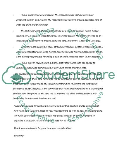 Application for a Nursing Position at Community Hospital