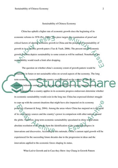 Sustainability of Chinese Economy
