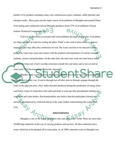 Water and Air Pollution in Shanghai China