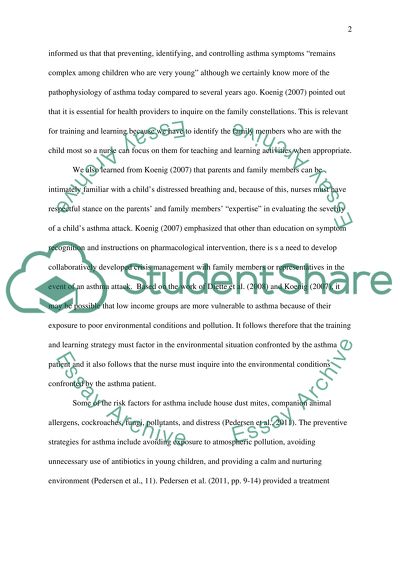 Teaching and Learning Strategies for Patients and Family members of Toddlers with Asthma