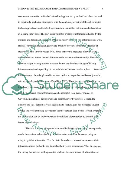 Media and Technology Paradigm - Internet vs Print
