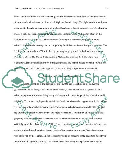 Comparing The Education System in the United States And Afghanistan