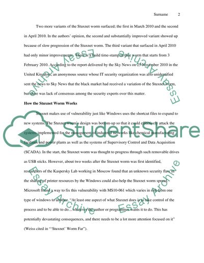 History of the Stuxnet Worm
