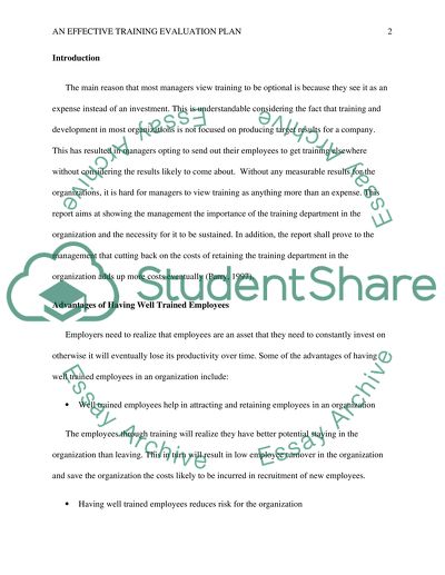 An Effective Training Evaluation Plan