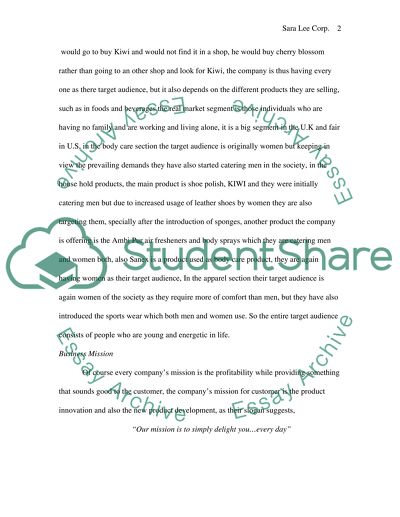 External Marketing Audit of Sara Lee Corporation