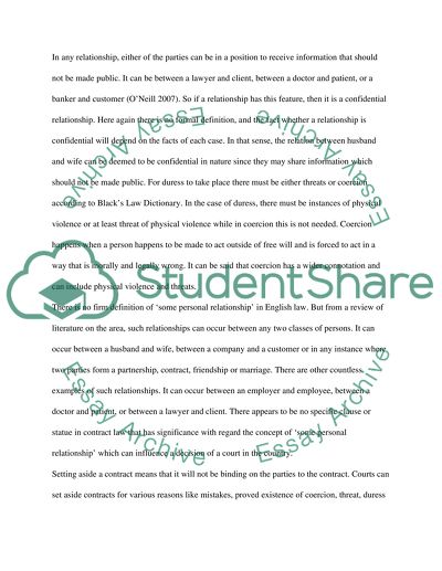 Undue Influnce in law of Contract