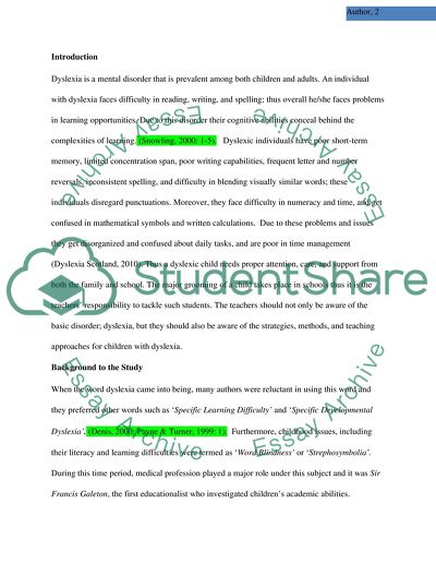 Dyslexia: Teachers Effective Learning and Teaching Approaches with Children with Dyslexia