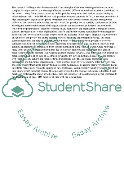 Why Multinational Corporations Seek To Transfer Their Home-Country HRM Policies to Their Overseas Subsidiaries