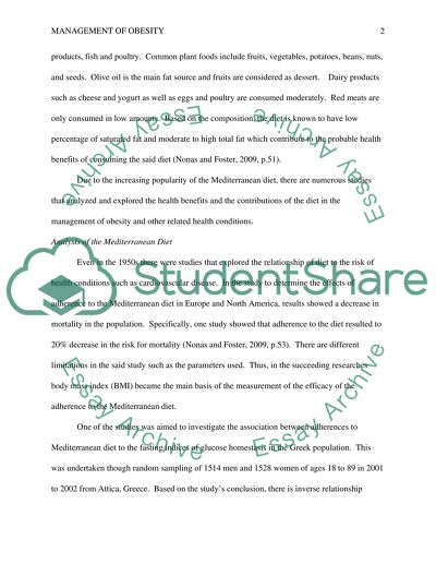 The Use of the Mediterranean Diet